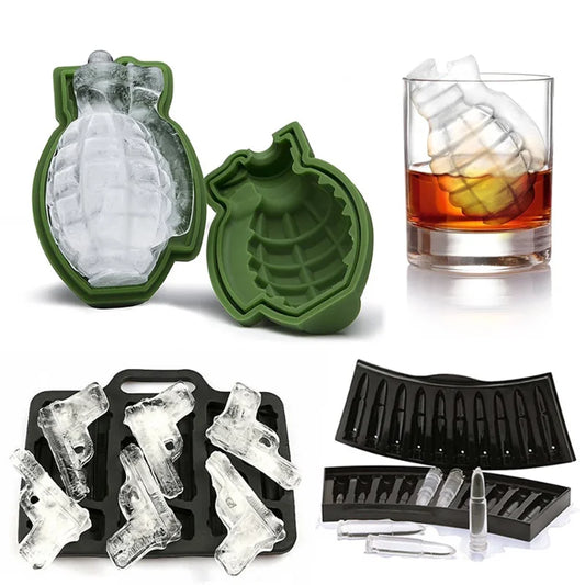 Gun, Grenade, Bullet Ice Cube Trays