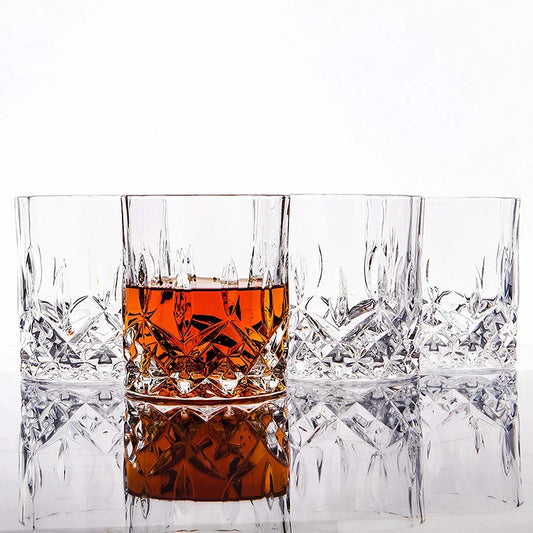 Bourbon Whiskey Glasses Set of 4 Lowball Tumblers